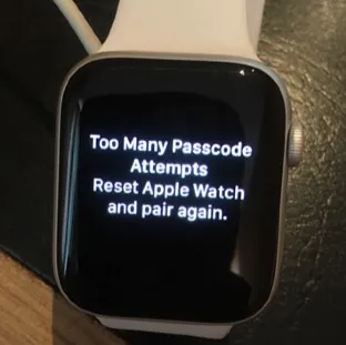 too many passcode attempts reset apple watch