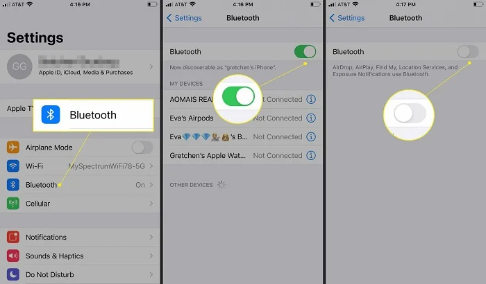 turn off bluetooth on iphone