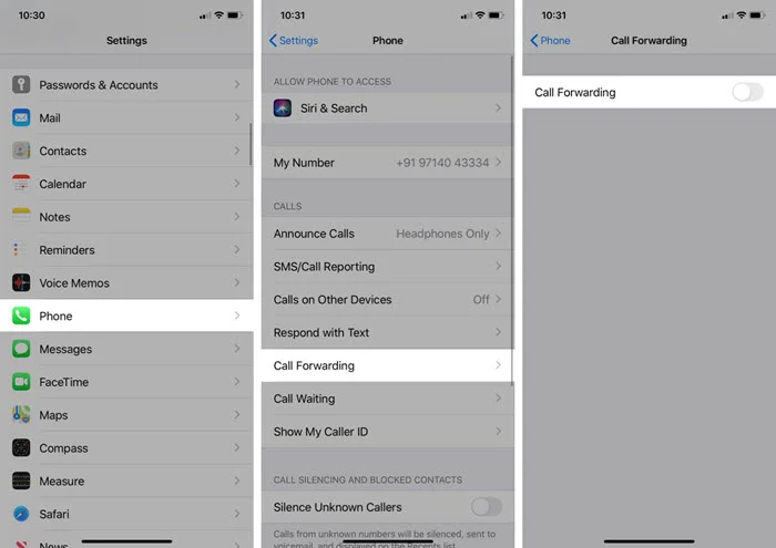 turn off call forwarding iphone