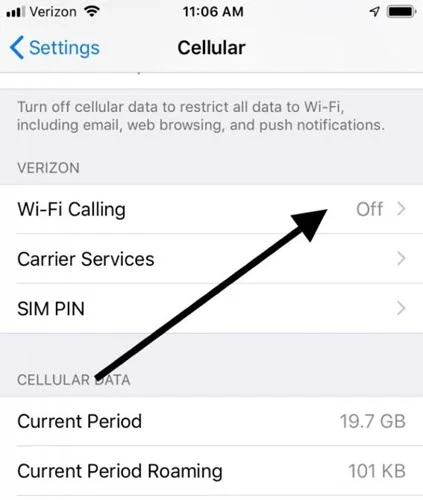 turn off wifi calling iphone