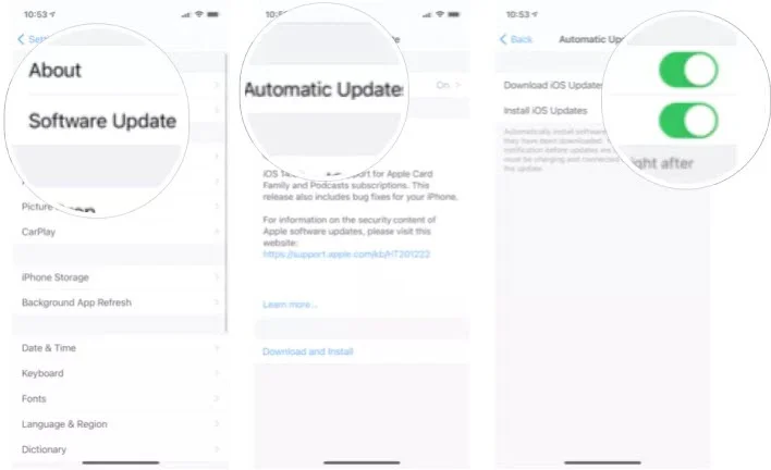 turn on automatic updates on iphone