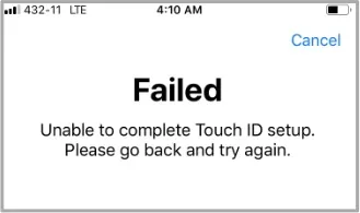 unable to complete touch id setup