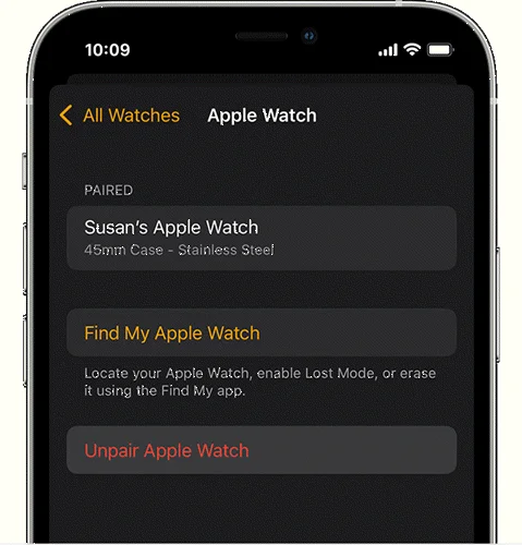 unpair apple watch