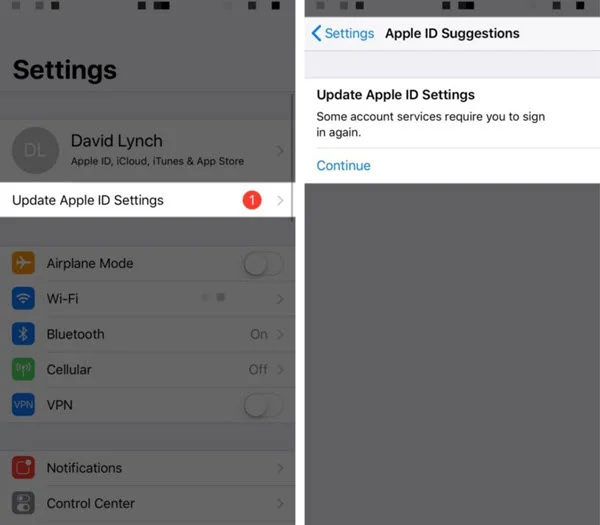 update apple id settings stuck