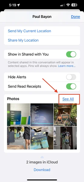 view pictures in imessage