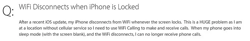 wifi disconnects when iphone is locked