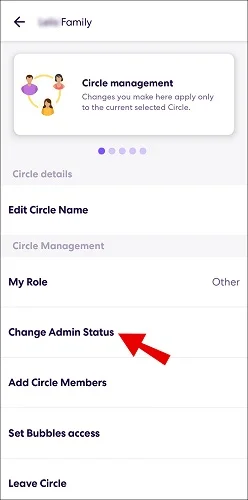 change admin in life360 circle