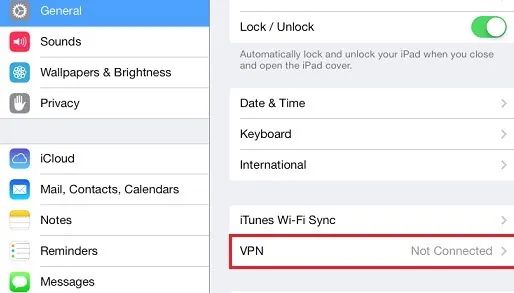 disable vpn ipad