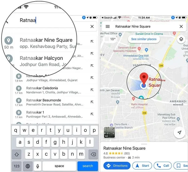 drop a pin in google maps on iphone