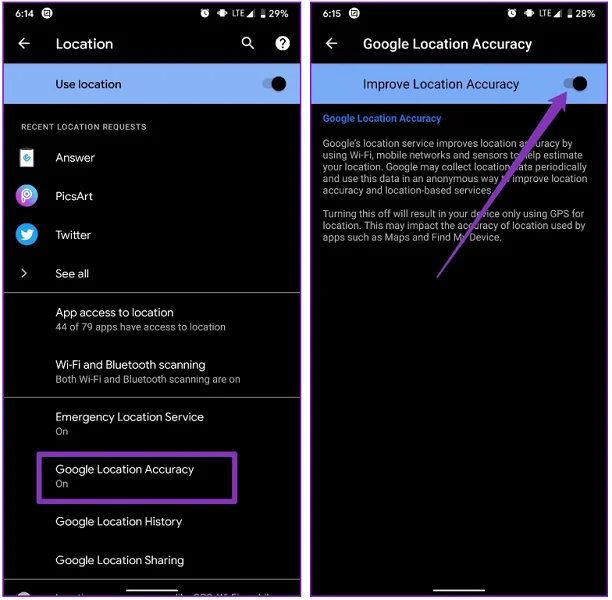 enable improve location accuracy android