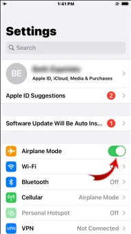 turn off airplane mode iphone