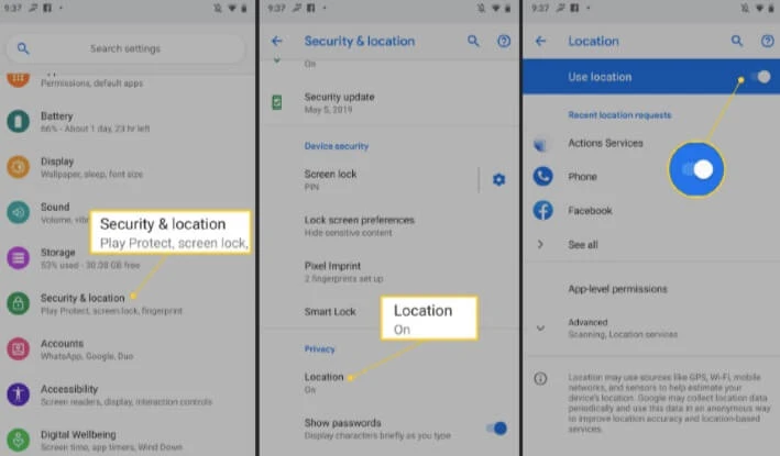 turn off location services android