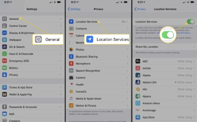 enable location services on iphone