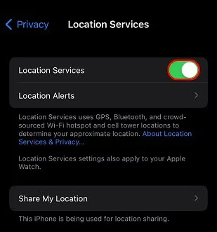 turn on location services iphone