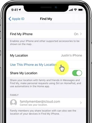 use this iphone as my location