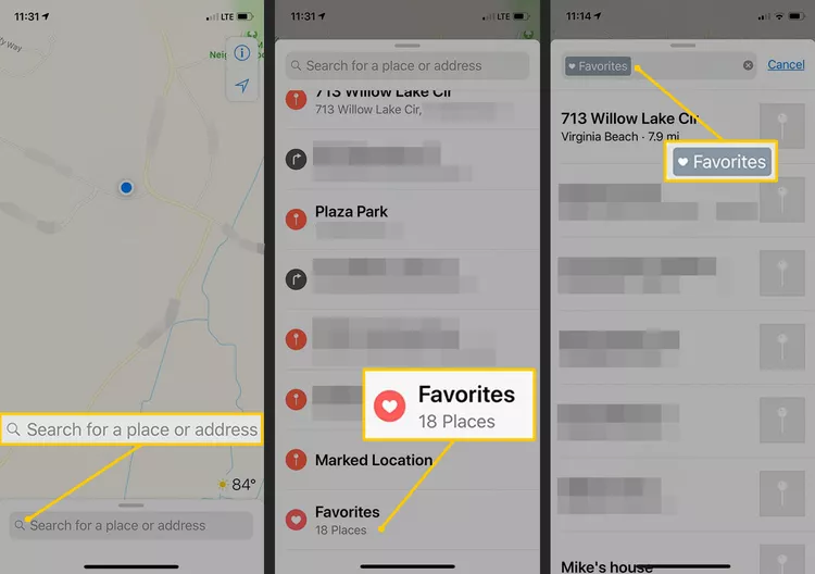 view favorite location pins on iphone maps