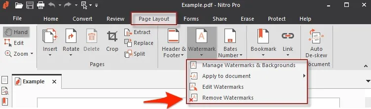 remove water from pdf nitro