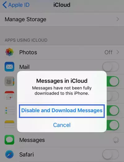 download messages from icloud