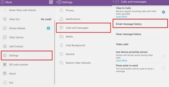 email viber messages