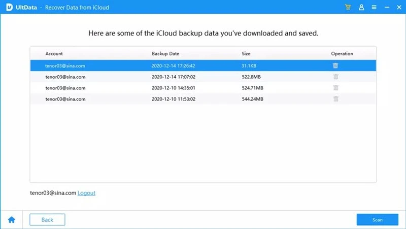 select icloud backup