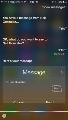 send messages via siri