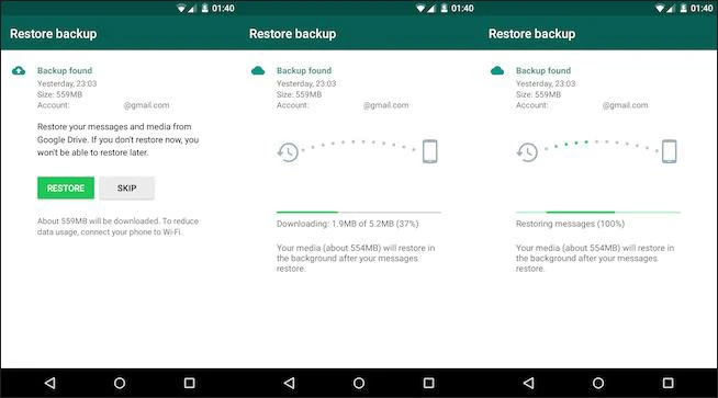 restore whatsapp chats from google drive