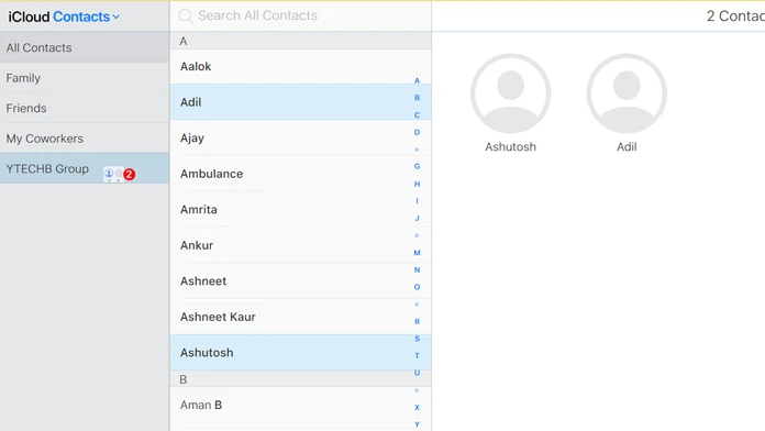 add contacts to group in icloud