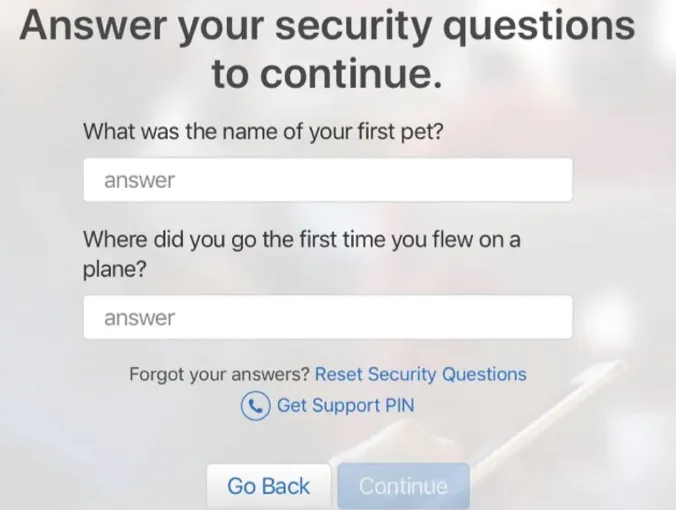 answer security questions