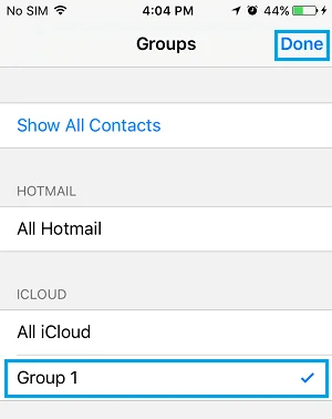 contact group created on icloud