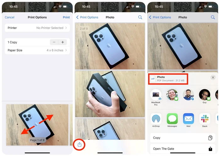 convert photos to pdf on iphone
