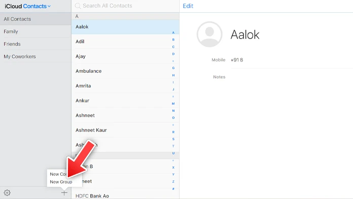 create contact group in icloud