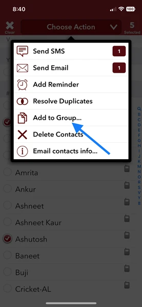 create contact group on iphone using app