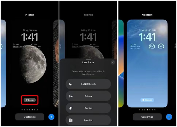 link focus mode to iphone lock screen