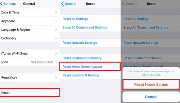 reset home screen layout