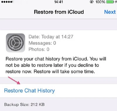 restore whatsapp from icloud 