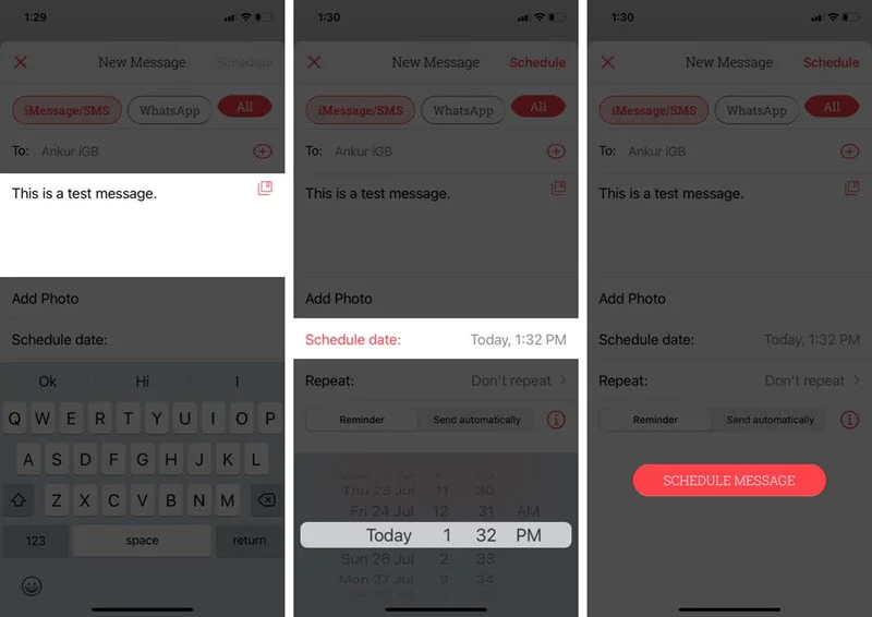 schedule text message iphone