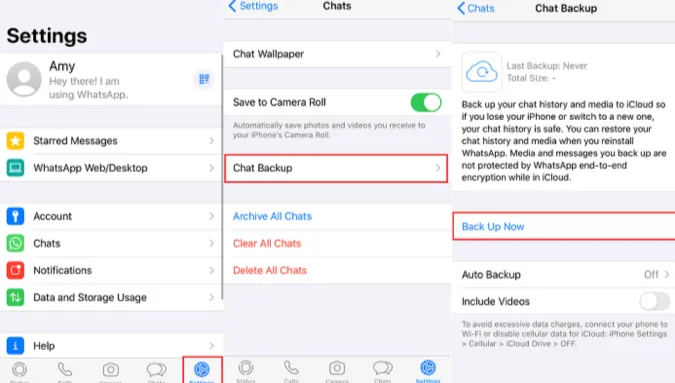 backup whatsapp chats to icloud