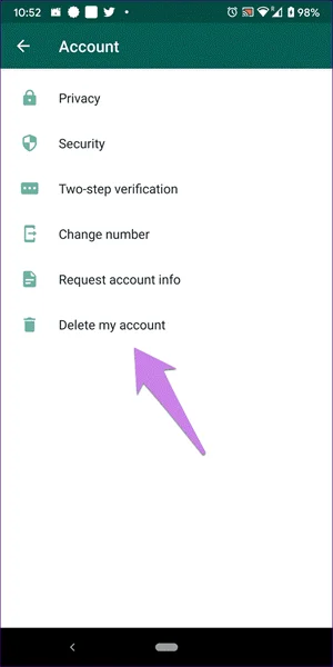 delete whatsapp account