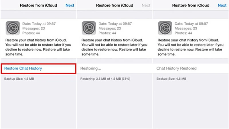 restore whatsapp chats from icloud backup