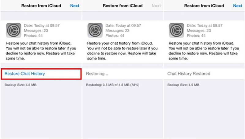 restore whatsapp from icloud