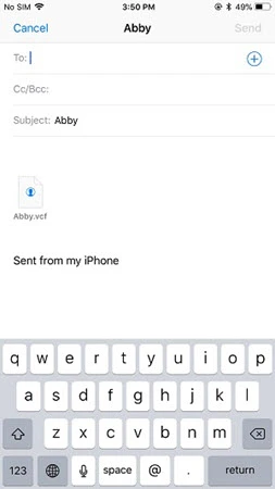 transfer contacts from iphone to computer via email