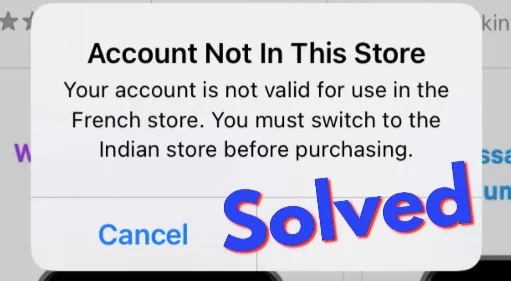 account not in this store iphone