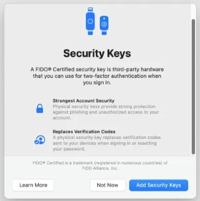 add security keys mac