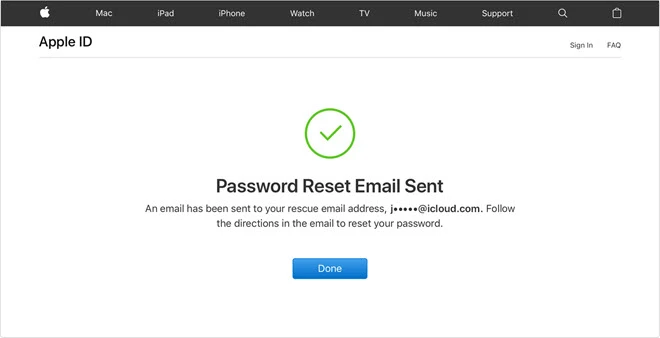 apple id password reset email