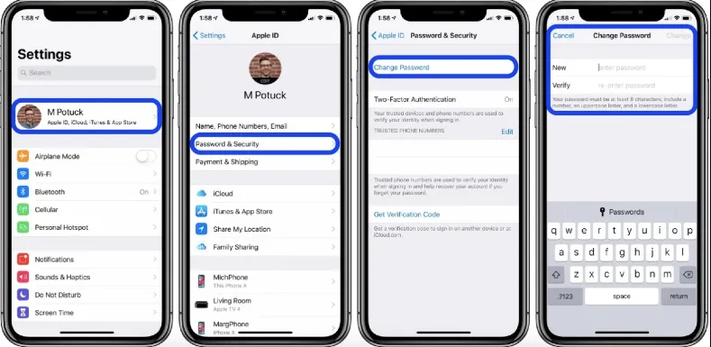 change apple id password