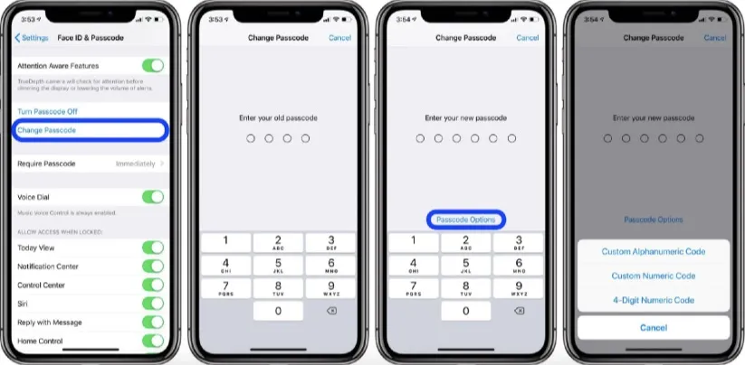 change passcode iphone
