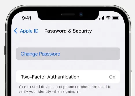 change apple id password iphone