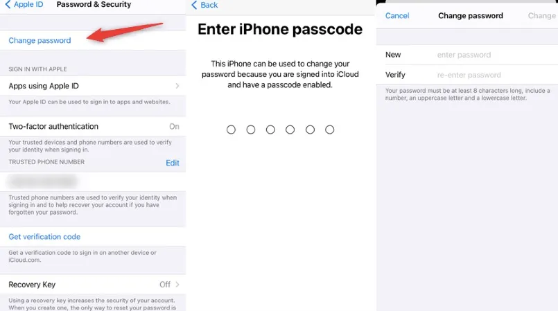 change apple id password