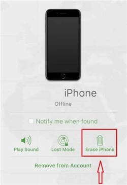 erase iphone with icloud