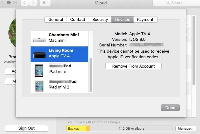 remove device from icloud mac